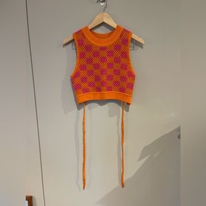 & Other Stories Knit Checkered Cropped Sweater Vest - XS